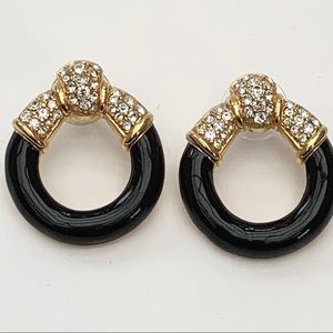 Swarovski Brand Black Crystal Earrings Pierced